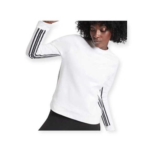 Athleta 24/7 White Striped Crew Sweatshirt XSmall - Picture 1 of 4